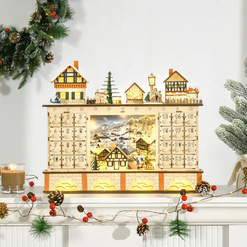 Christmas Advent Calendar — Light Up Table Xmas Wooden Store — photo 7