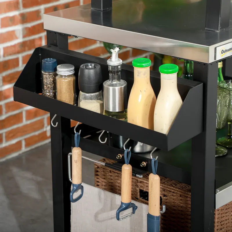 3-Shelf Outdoor Grill Cart Table with Side Handle — photo 7