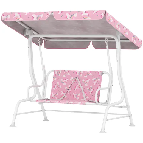 Kids Porch Swing — 2-Seater Patio Swing Bench with Safety Belts