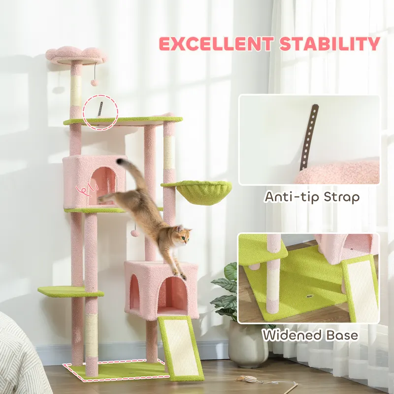 74" Flower Cat Tree — Large Cat Tower with Scratching Post — photo 8