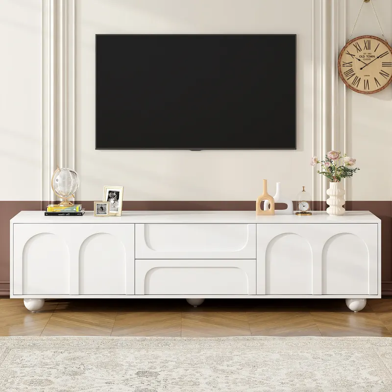ON-TREND Cream Style TV Stand with Arched Doors 2 Drawers β photo 2