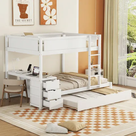 Full-over-full Bunk Bed with Twin Size Trundle