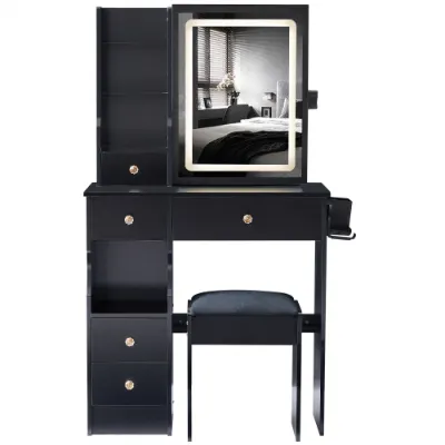 29.2 Small Size Left Drawer Desktop Vanity Table Cushioned Stool — photo 2