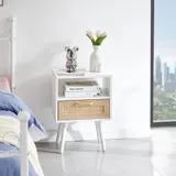 15.75 Rattan End Table with Drawer and Solid Wood Legs — photo 1