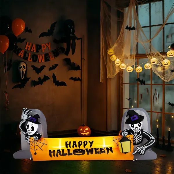 9.6FT Large Halloween Inflatable Decorations Skeleton Tombstone — photo 5