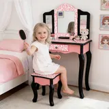 Three-fold Mirror Single Drawer Feet Children Dresser Red — photo 3