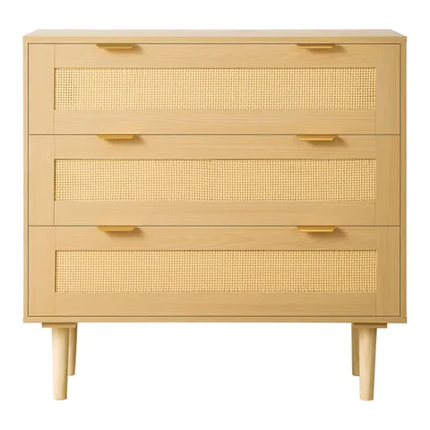 3 Drawer Rattan Dresser — Modern Closet Dresser for Bedroom