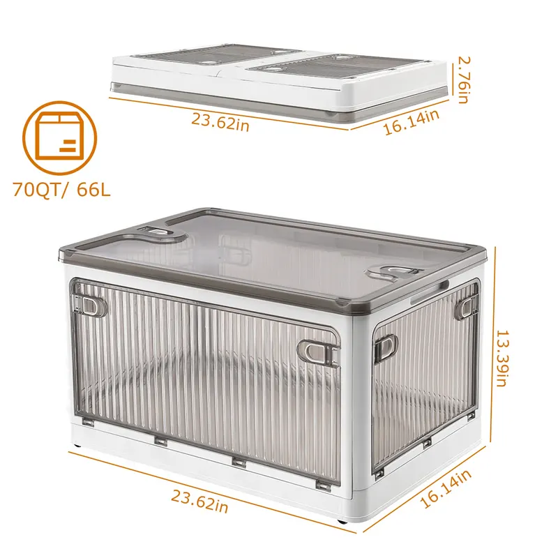 70QT 66L Foldable Storage Bins with Lid 4 Doors Collapsible — photo 8
