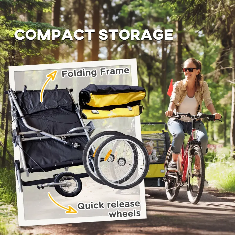 2-in-1 Bike Trailer for Kids — Foldable 2-Seat Baby Stroller — photo 7