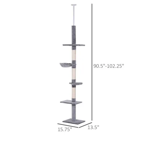 9 Foot Adjustable Height Floor to Ceiling Vertical Cat Tree — photo 5
