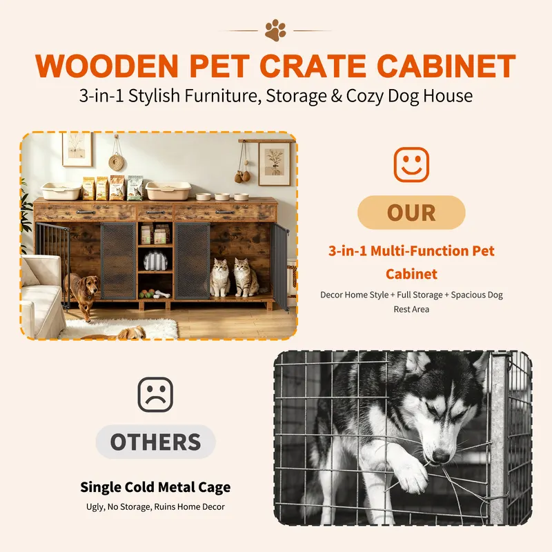 Large Wooden Dog Crate Furniture — photo 7