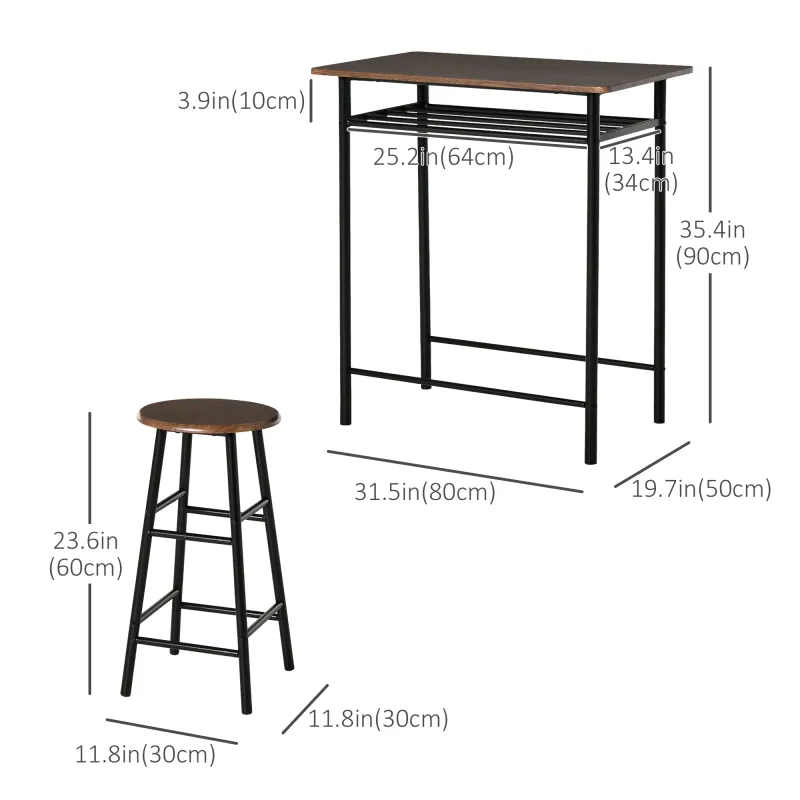 3 Piece Counter Height Bar Table Set with 1 Table — photo 4