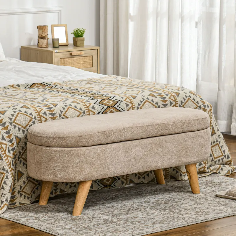 Storage Ottoman Bench — 43.3" Upholstered End of Bed Bench — photo 2