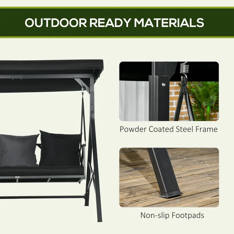 3-Seat Patio Swing Chair β Porch Swing Glider with Cushion β photo 4