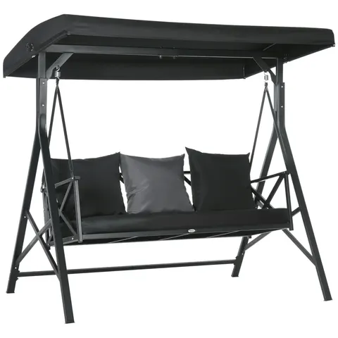 3-Seat Patio Swing Chair — Porch Swing Glider with Cushion