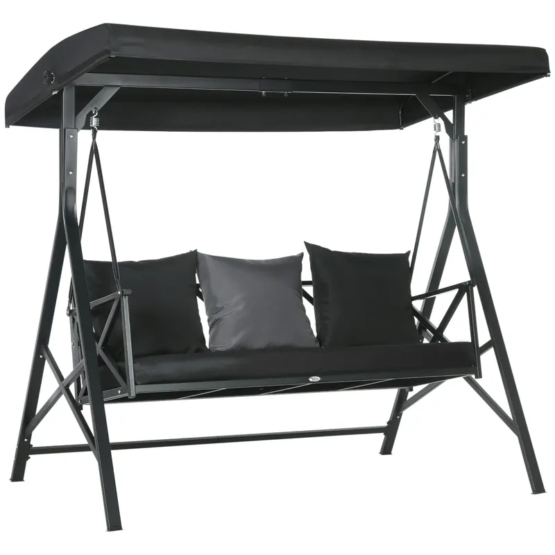 3-Seat Patio Swing Chair β Porch Swing Glider with Cushion