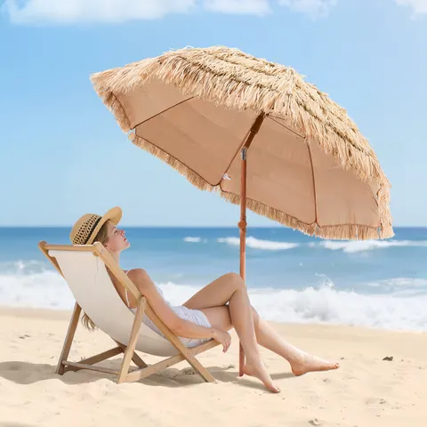 Tiki Umbrella Thatched Patio Umbrella 6.5 Ft Poolside Patio