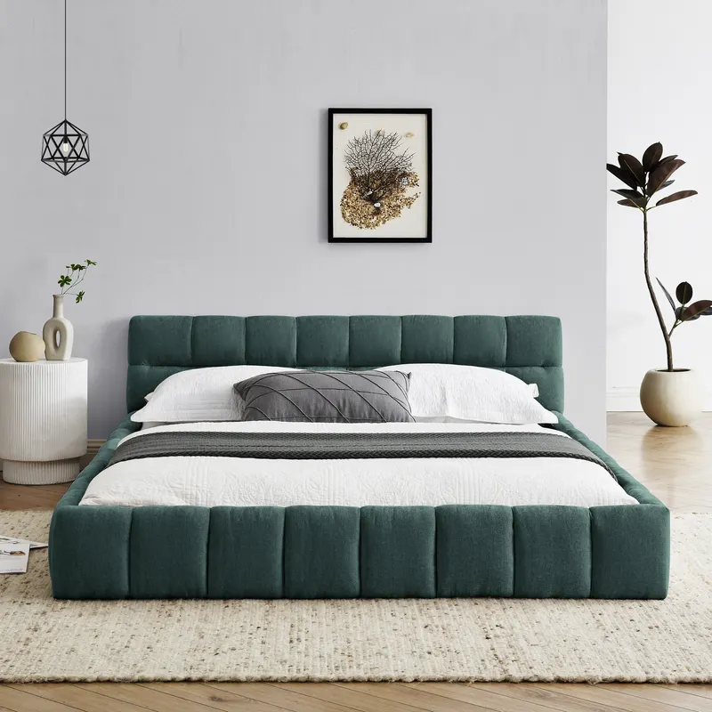 Queen Size Upholstered Bed Frame with Thick Fabric — photo 5