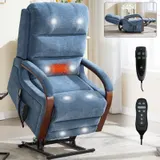 Power Blue Chenille Lift Recliner Chair Dual Motor Infinite — photo 1