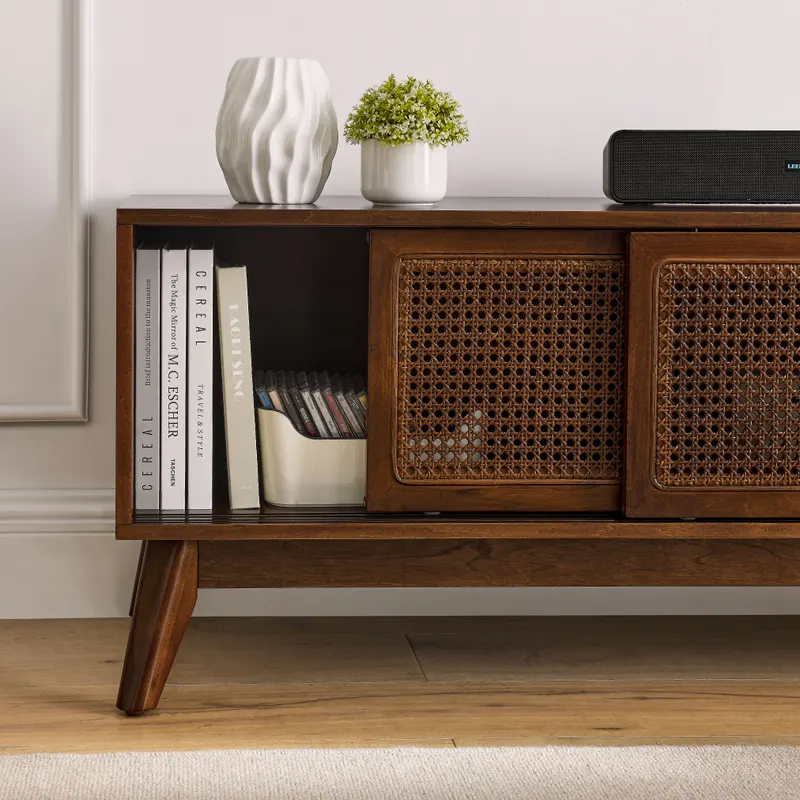 59 Inch Mid Century Modern Rattan TV Stand for 65 Inch TV — photo 5