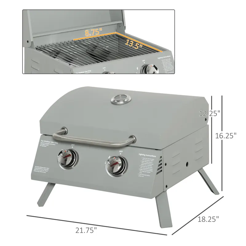 2 Burner Folding Tabletop Gas BBQ Grill w/ Lid β photo 7
