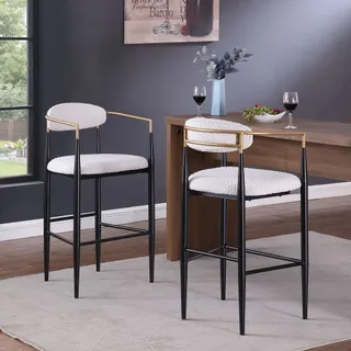 Barstools Set of 2 — Counter Height Upholstered Bar Stools
