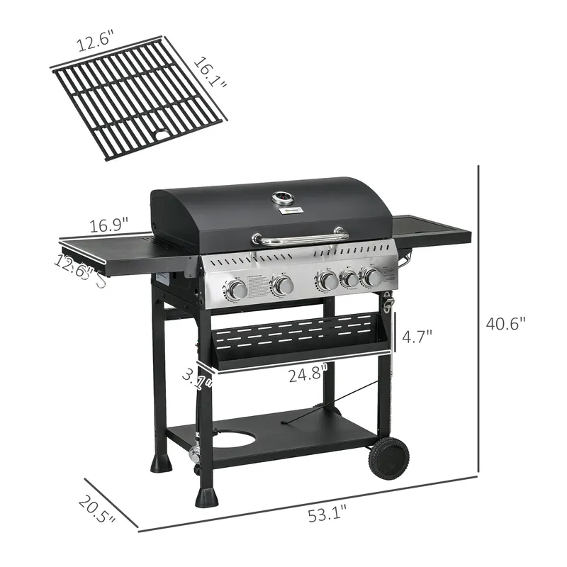 4 Burner Propane Gas Grill with Side Burner — photo 5