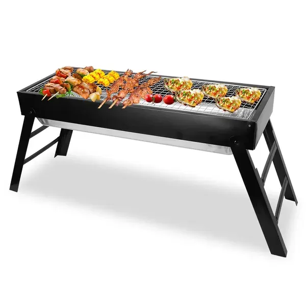 Foldable Charcoal BBQ Grill Stainless Steel Grill Net Easy Setup — photo 2