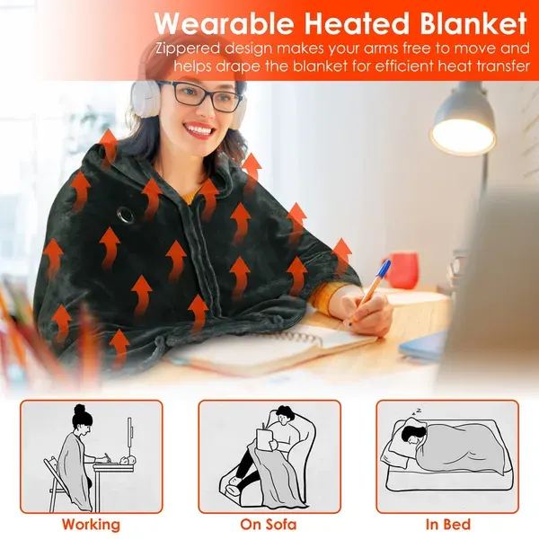 USB Heated Blanket Electric Heated Blanket Heated Poncho Shawl — photo 3