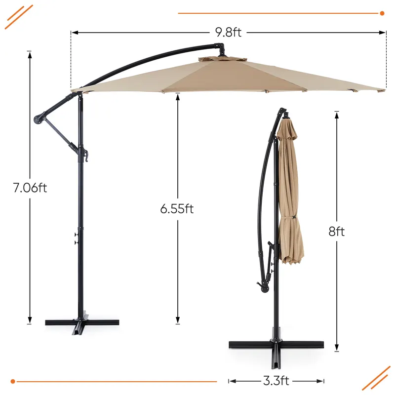9.8FT Offset Patio Umbrella Hanging Cantilever Umbrella Outdoor — photo 3