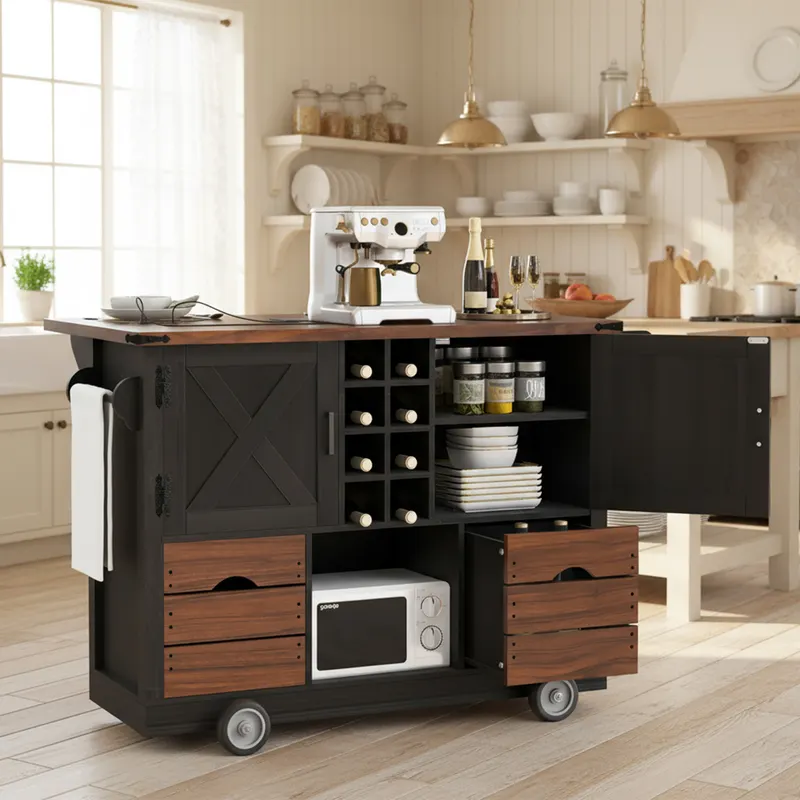 K&k 54 Farmhouse Kitchen Island with Drop Leaf — photo 2