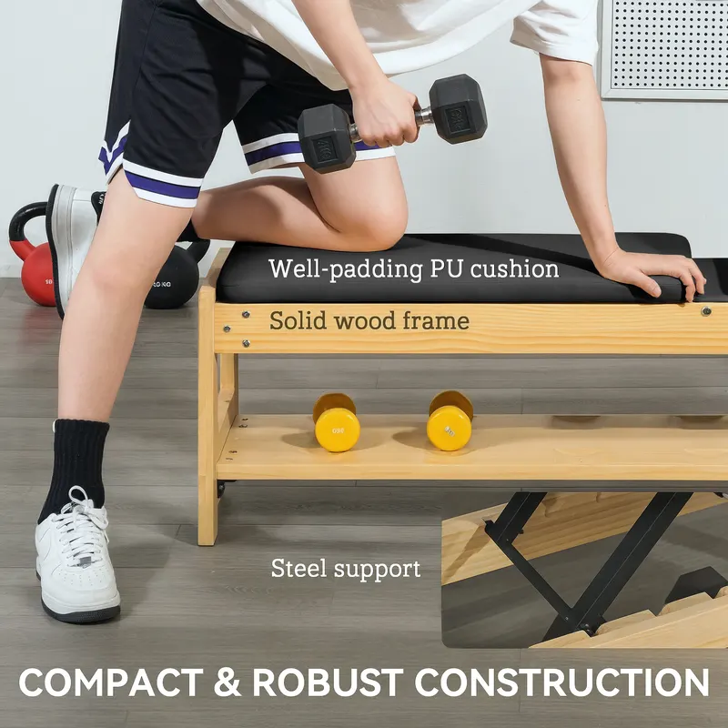 Wooden Adjustable Weight Bench with Dumbbell Rack — photo 8