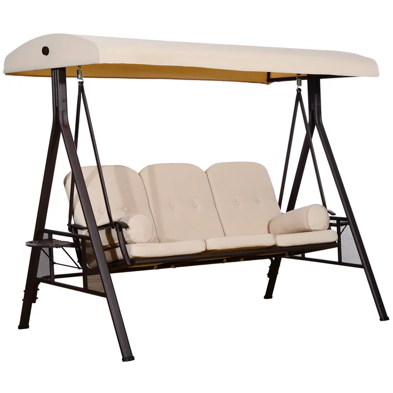 3-Seat Patio Swing Chair — Outdoor Porch Swing Glider