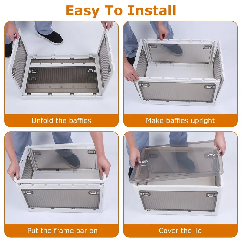 70QT 66L Foldable Storage Bins with Lid 4 Doors Collapsible — photo 6