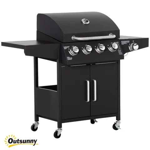 52" Barbecue Grill with Wheels 4+1 Burner Liquid Propane Gas