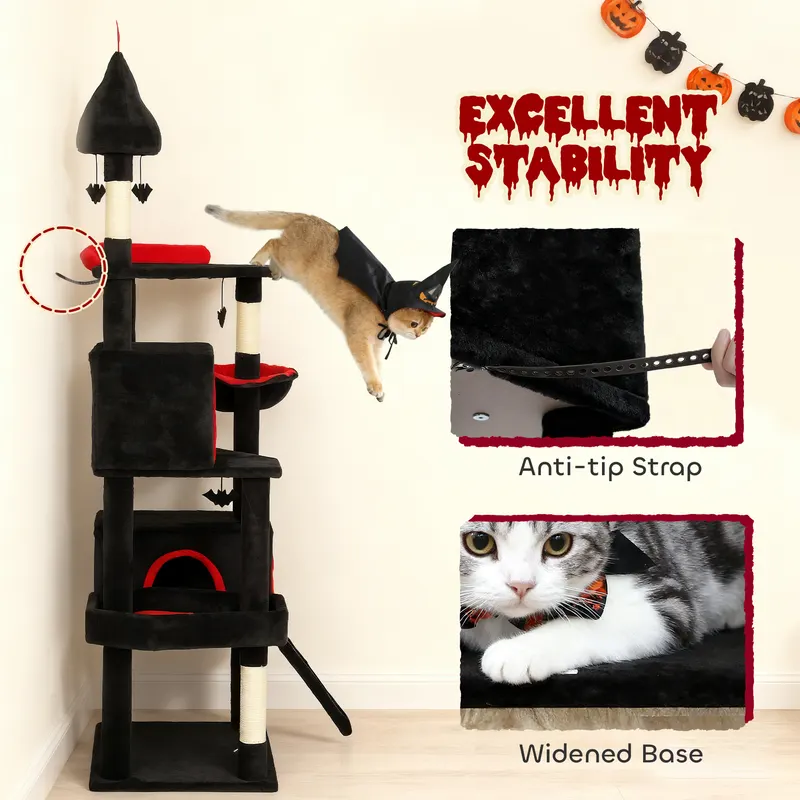 78" Gothic Cat Tree — Cat Tower with Coffin Bed — photo 8
