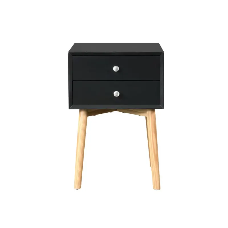 Side Table — Bedside Table with 2 Drawers and Rubber Wood Legs — photo 7