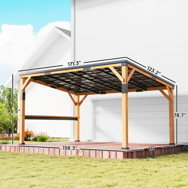 Wooden Gazebo — Hardtop Lean-to Gazebo Pergola with Galvanized — photo 7