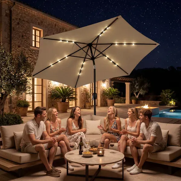 9ft Solar Patio Umbrella with LED Lights — photo 4