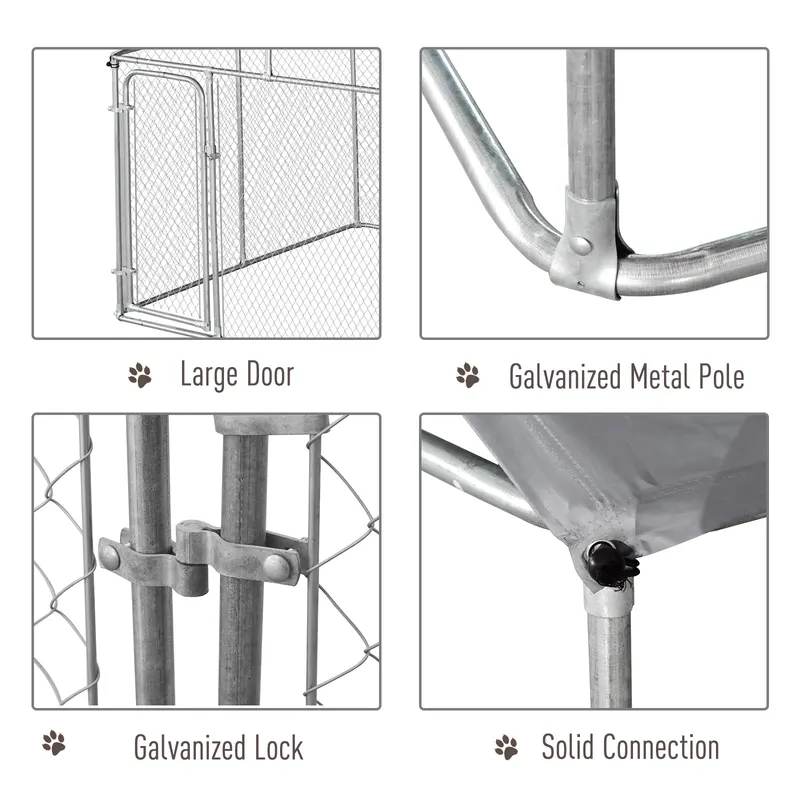 Outdoor Dog Kennel Galvanized Steel Fence with Cover Secure Lock — photo 7