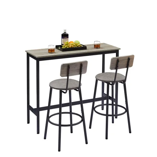 Bar Table Set with 2 Bar Stools PU Soft Seat with Backrest — photo 3