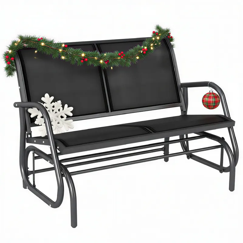 2-Person Outdoor Glider Bench — Patio Double Swing Rocking Chair
