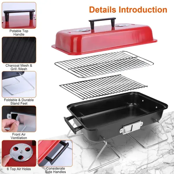 Portable Barbecue Smoker Charcoal Grill Outdoor Tabletop Grill — photo 6