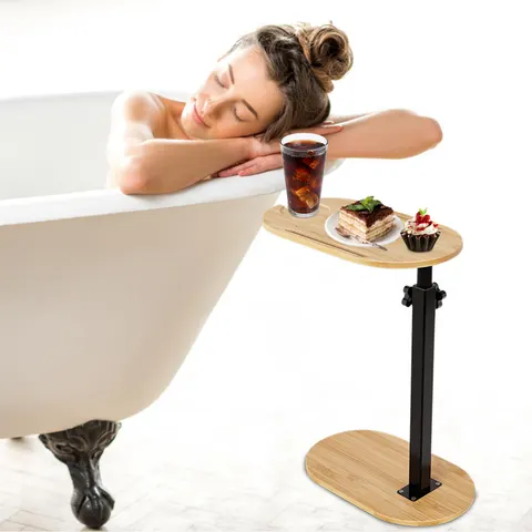 C-shaped Bathtub Tray Table with Adjustable Height 360Degree
