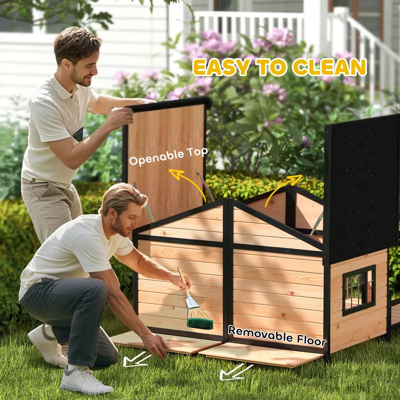 Dog House Outdoor — Wooden Dog Kennel Weatherproof with Porch — photo 3