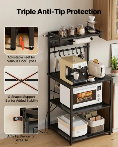 Kitchen Bakers Rack — 4.6ft Power Cable Bakers Rack with Power