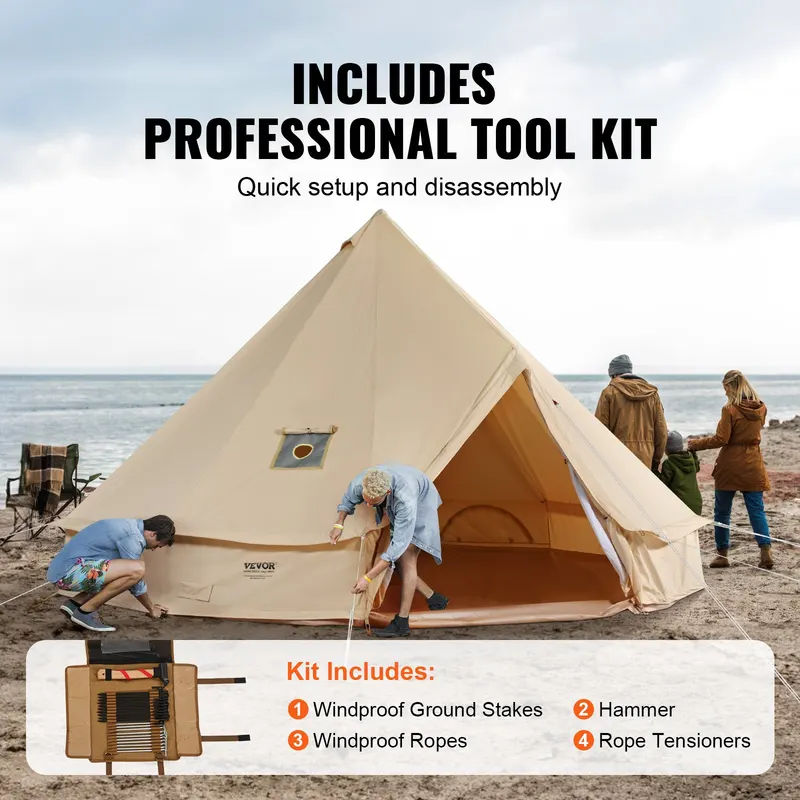 3-5 Person Canvas Glamping Bell Tent — photo 4