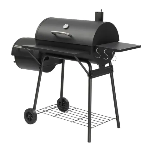 Barrel Charcoal Grill with Offset Smoker & Warming Rack