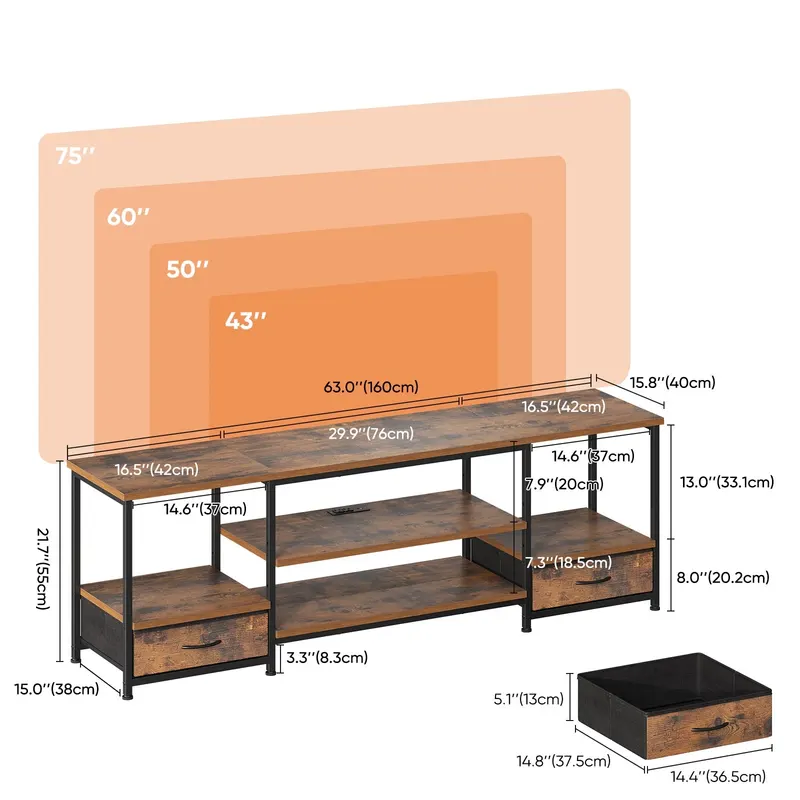 TV Stand with 2 Fabric Drawers — photo 7