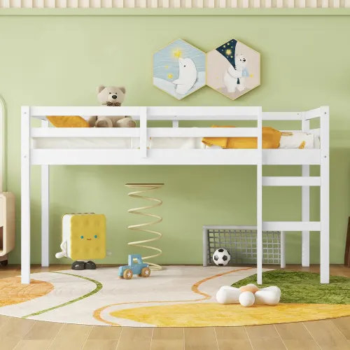 Solid Wooden β Rubber Wooden Twin Loft Bed with Ladder β photo 8